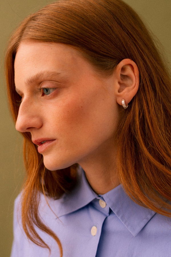 The Ouze Peti French Lace Hoops Earrings