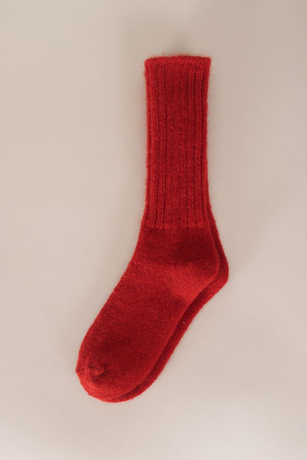 Fog Linen Work Red Mohair Socks