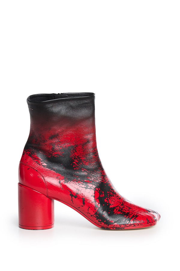 MM6 Maison Margiela Anatomic Block-Heel Leather Ankle Boots
