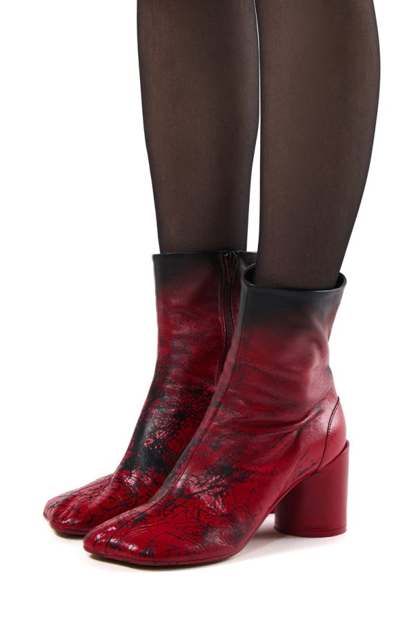 MM6 Maison Margiela Anatomic Block-Heel Leather Ankle Boots