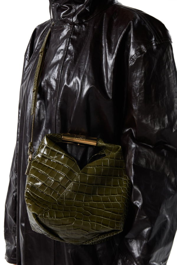 MM6 Maison Margiela Crocodile-Embossed Japanese Small Crossbody Bag - Olive