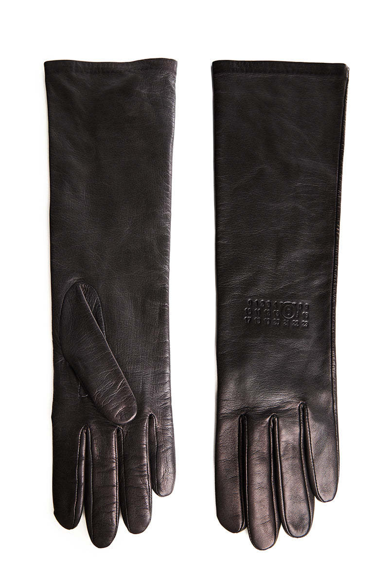 MM6 Maison Margiela Mid-Length Leather Gloves - Dark Brown