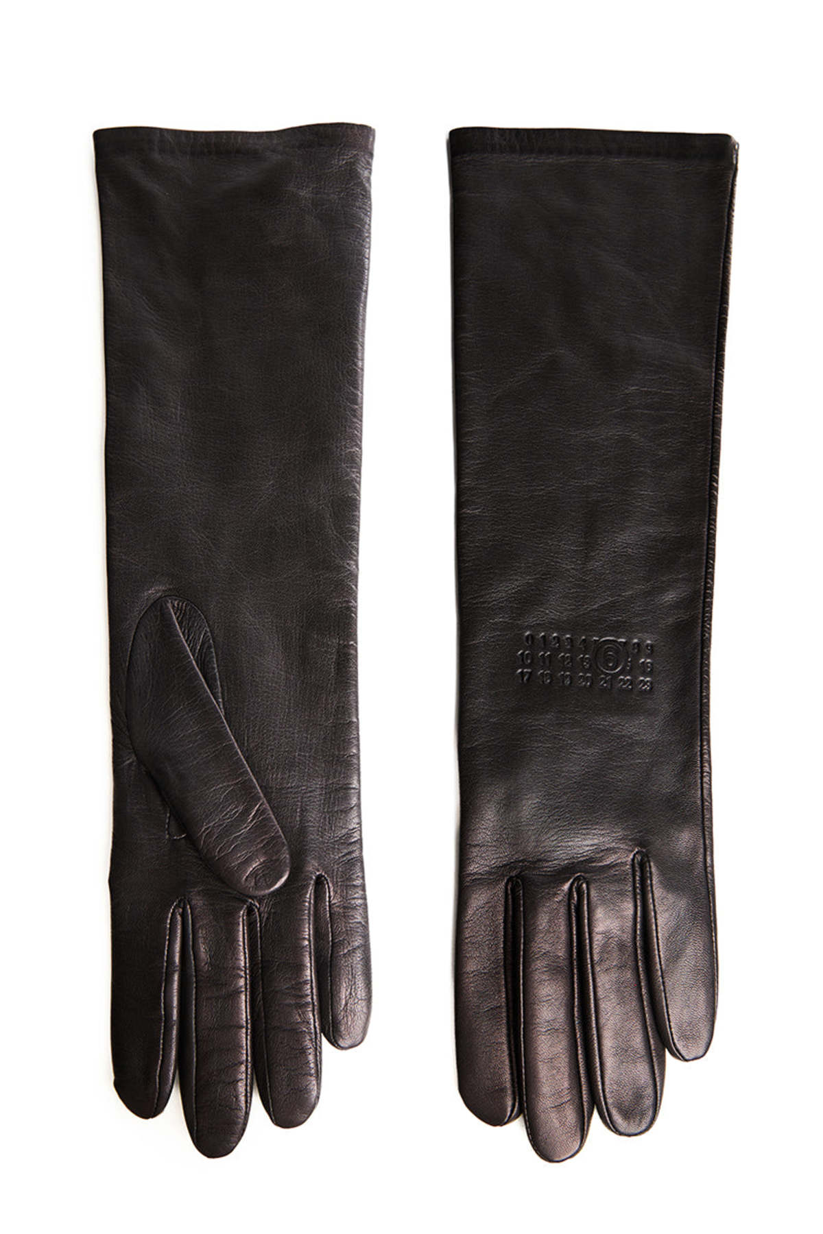 MM6 Maison Margiela Mid-Length Leather Gloves - Dark Brown - Image 3 of 5
