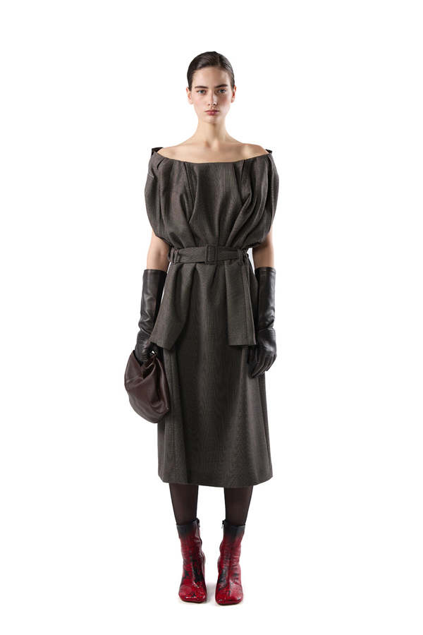 MM6 Maison Margiela Mid-Length Leather Gloves - Dark Brown