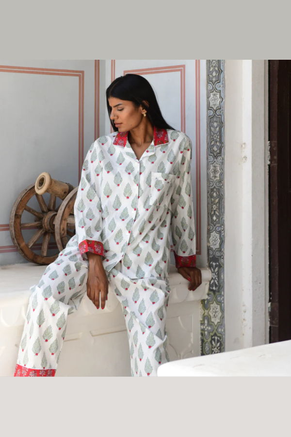 Soothe Our Souls Long Sleeve Pajama Set - Christmas Coral