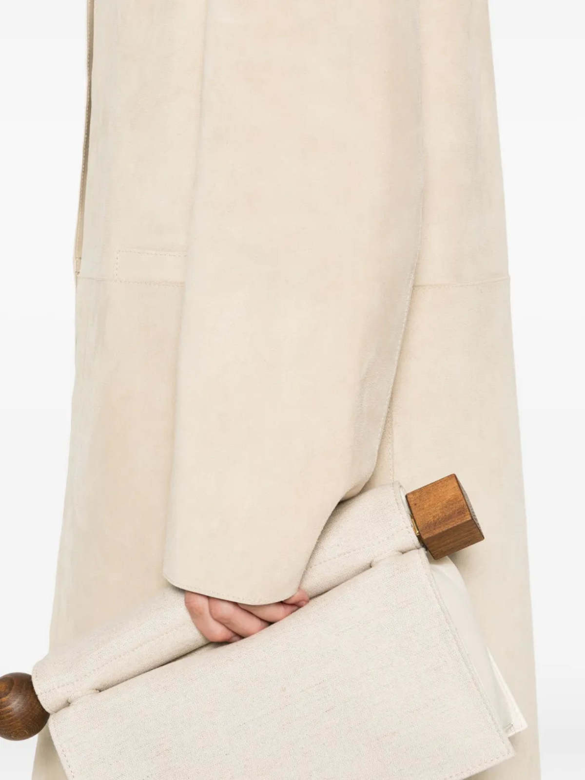 Totême Collarless Suede Coat - Peanut - Image 5 of 5