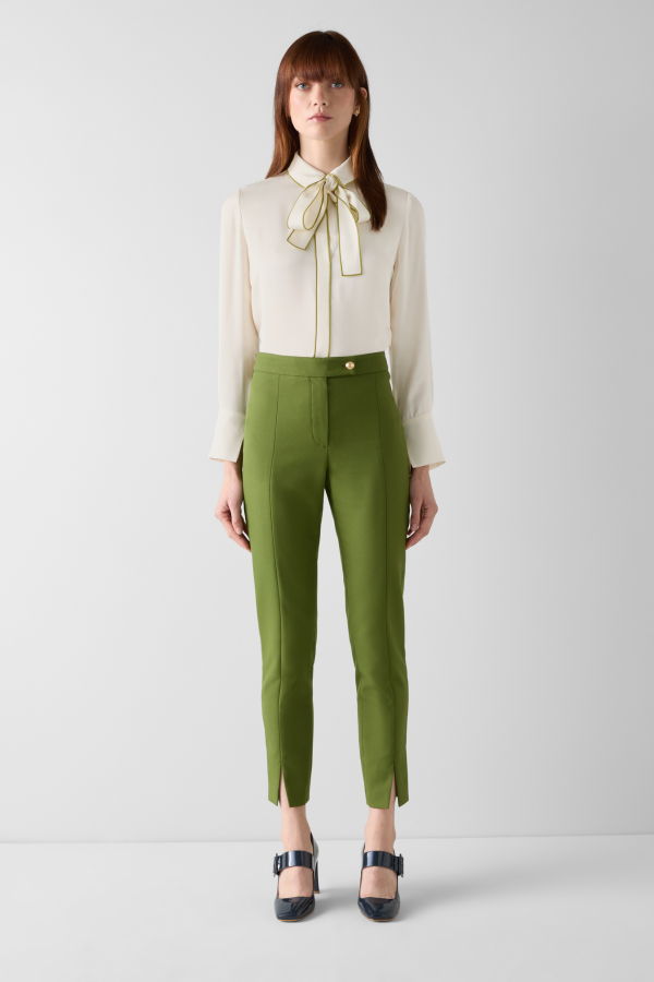 LK Bennett Elisa Crepe Blouse - Birch/ Peridot