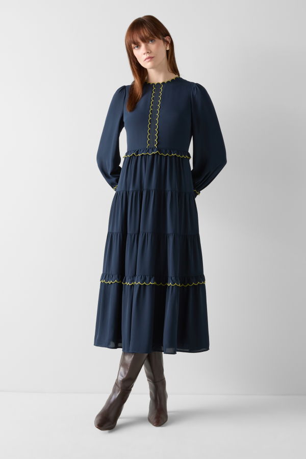 LK Bennett Carly Dress - Spring Navy/ Peridot