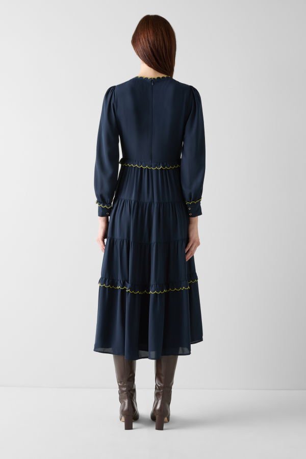 LK Bennett Carly Dress - Spring Navy/ Peridot