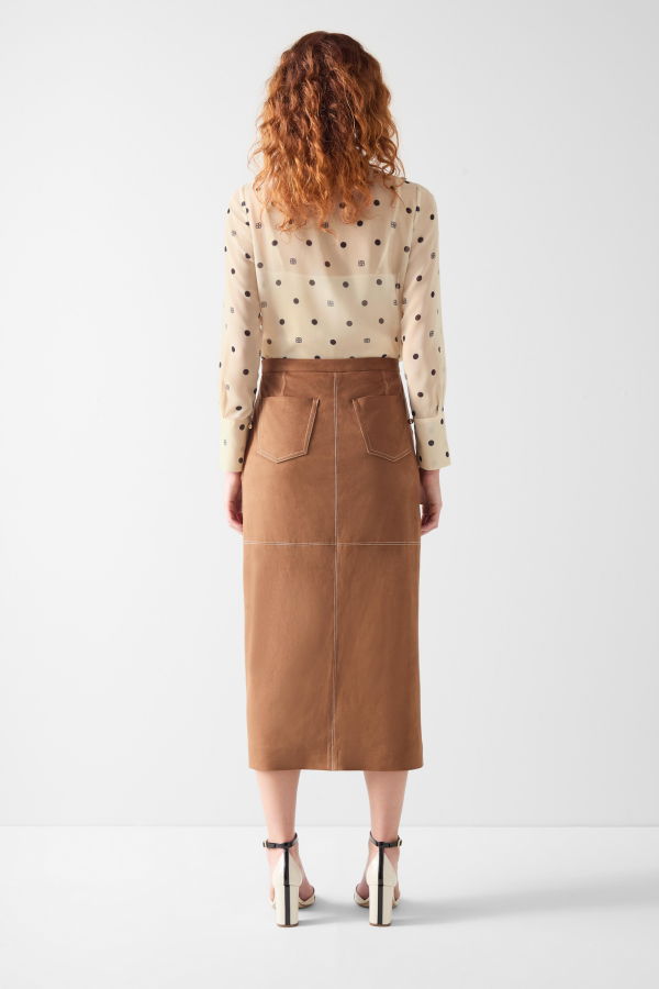 LK Bennett Hester Woven Top - Birch/Spring Navy