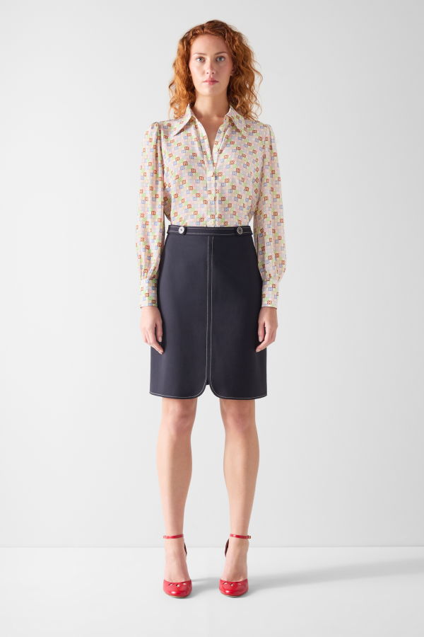 LK Bennett Mari Woven Top - Birch Multi