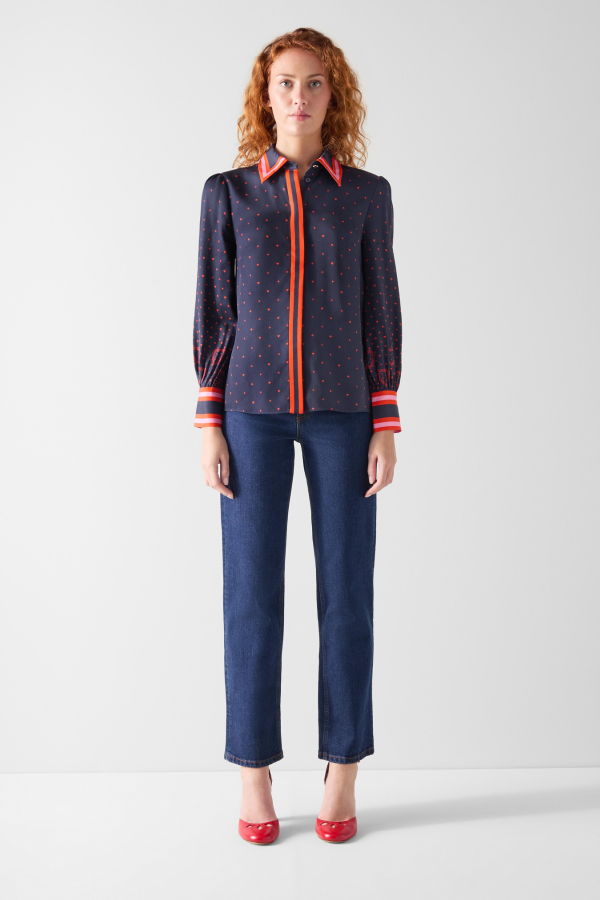 LK Bennett Honey Woven Shirt - Navy Multi