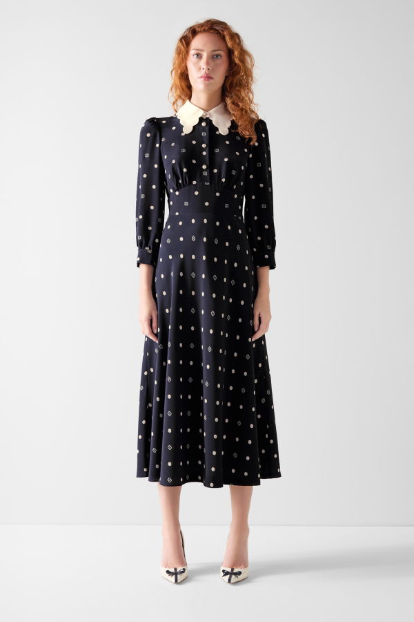 LK Bennett Enya Dress - Spring Navy/Birch