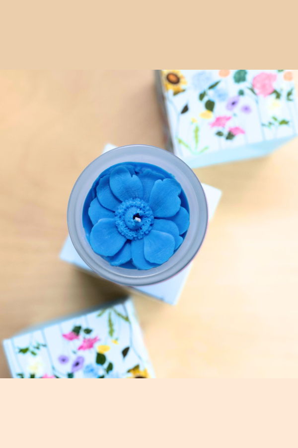 Multifaceted Artisan Candles Anemone Flower Candle - Blue