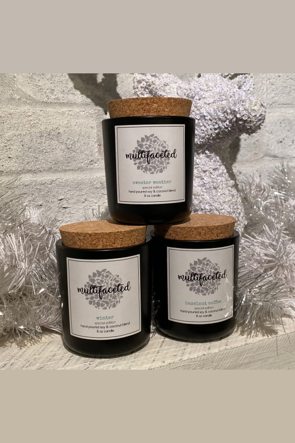 Multifaceted Artisan Candles Bohemian Christmas Eco-Friendly 8 oz Candle