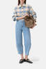 Closed Cropped Oversized Top - Powder Blue - Thumbnail 1