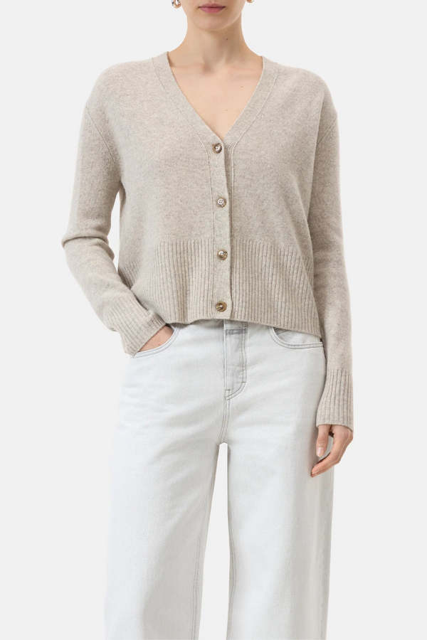Closed V Neck Cardigan - Beige Mlange