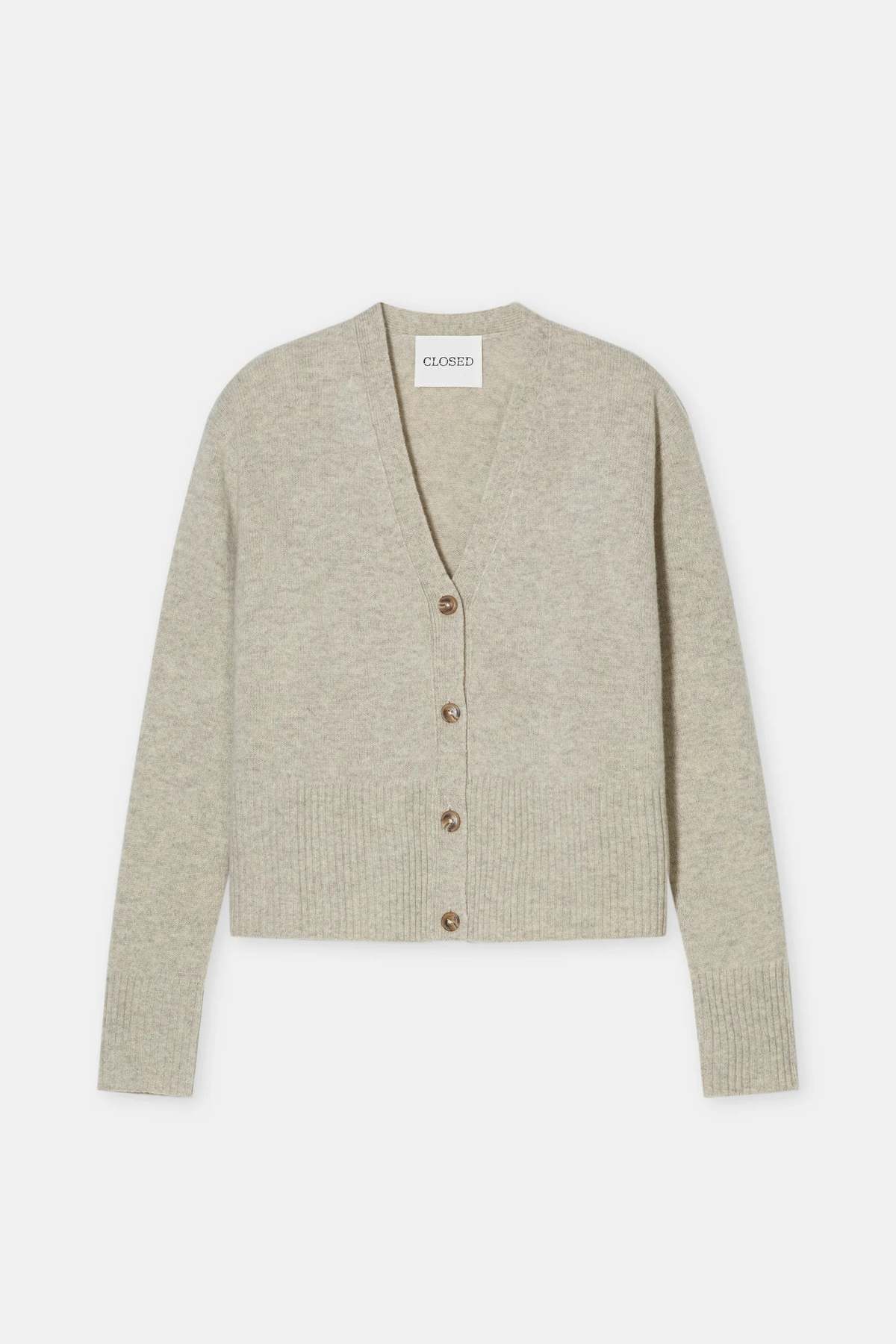 Closed V Neck Cardigan - Beige Mélange - Image 5 of 7