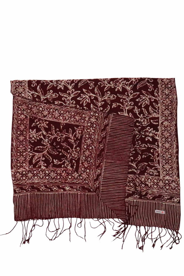 Kasih Coop Handmade Batik Scarf - Red White/Burgundy