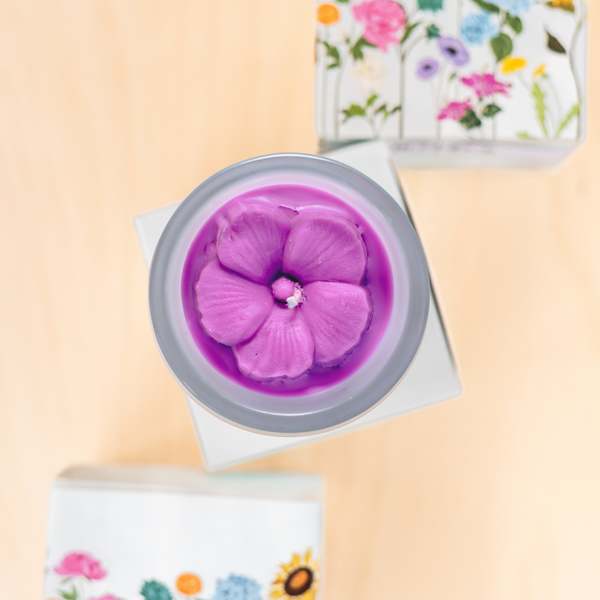 Multifaceted Artisan Candles Hibiscus Flower Candle - Magenta