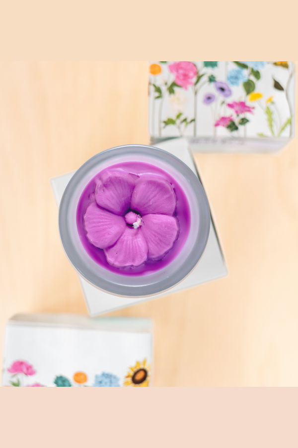 Multifaceted Artisan Candles Hibiscus Flower Candle - Magenta