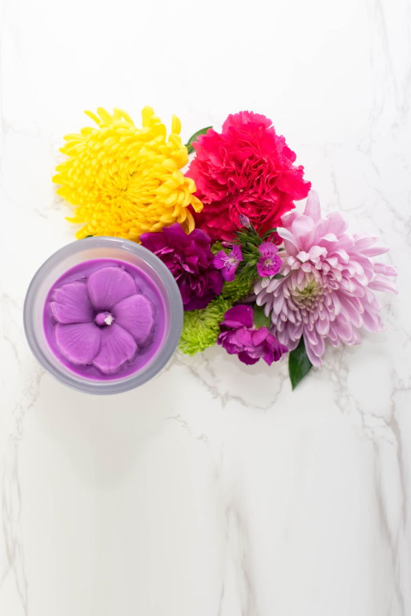 Multifaceted Artisan Candles Hibiscus Flower Candle - Magenta