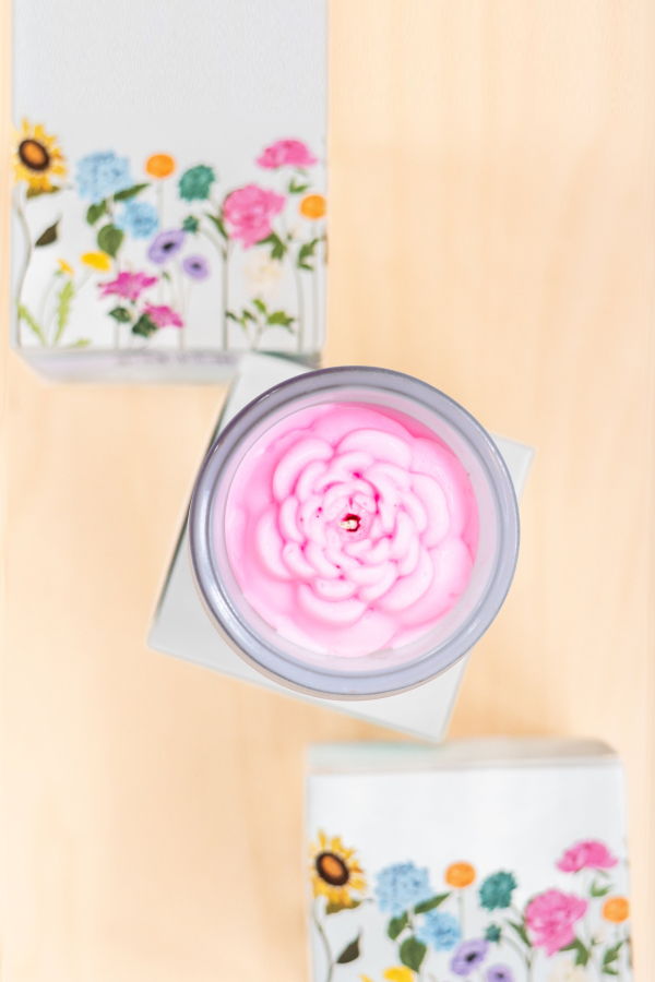 Multifaceted Artisan Candles Peony Flower Candle - Pink