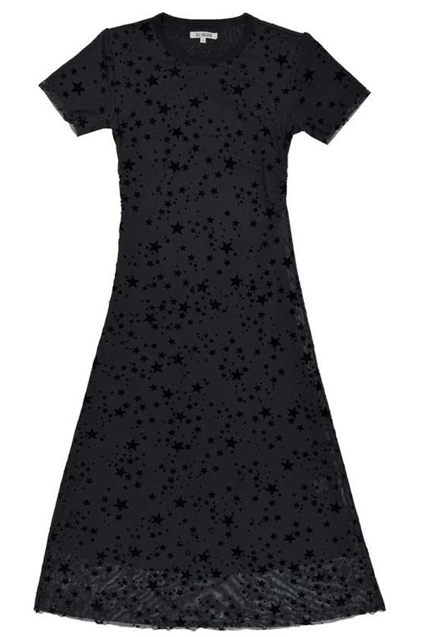 Ali Golden Fitted Mesh T-Shirt Dress