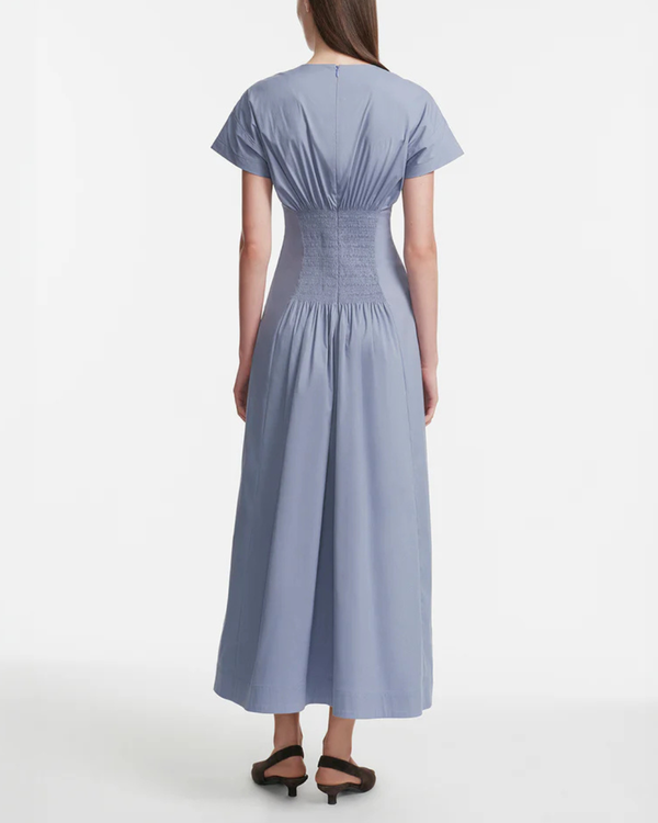 Lela Rose Cotton Poplin Smocked Back Dress - Cornflower Blue