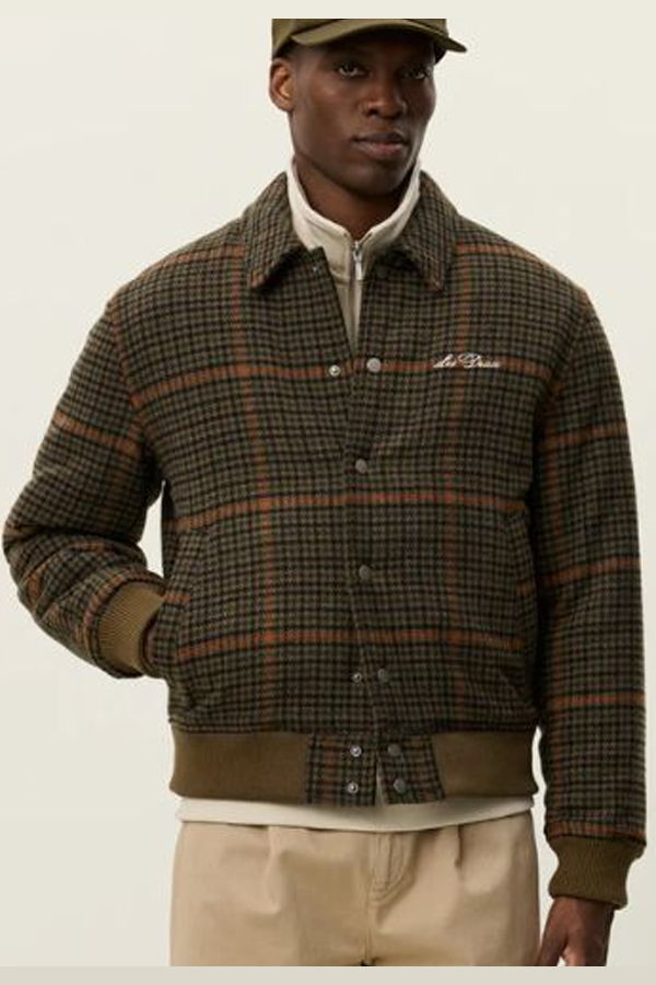 LES DEUX Varsity Houndstooth Jacket - Teak