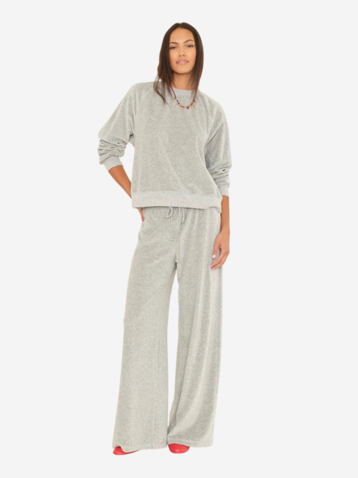 Xirena Manon Velour Pant - Heather Grey - Image 2 of 4