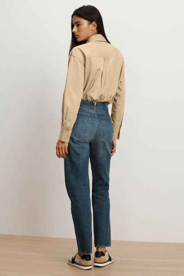 Veronica Beard Wilfred Bungee Button-Down Top - Sand