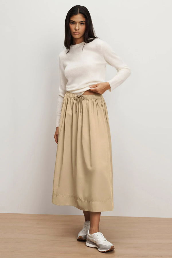 Veronica Beard Bates Bungee Midi Skirt - Sand