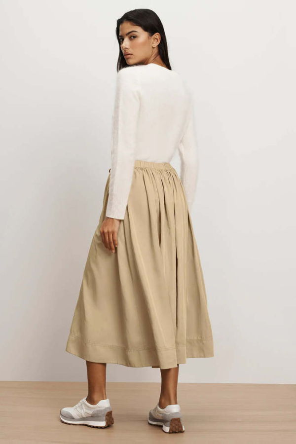 Veronica Beard Bates Bungee Midi Skirt - Sand