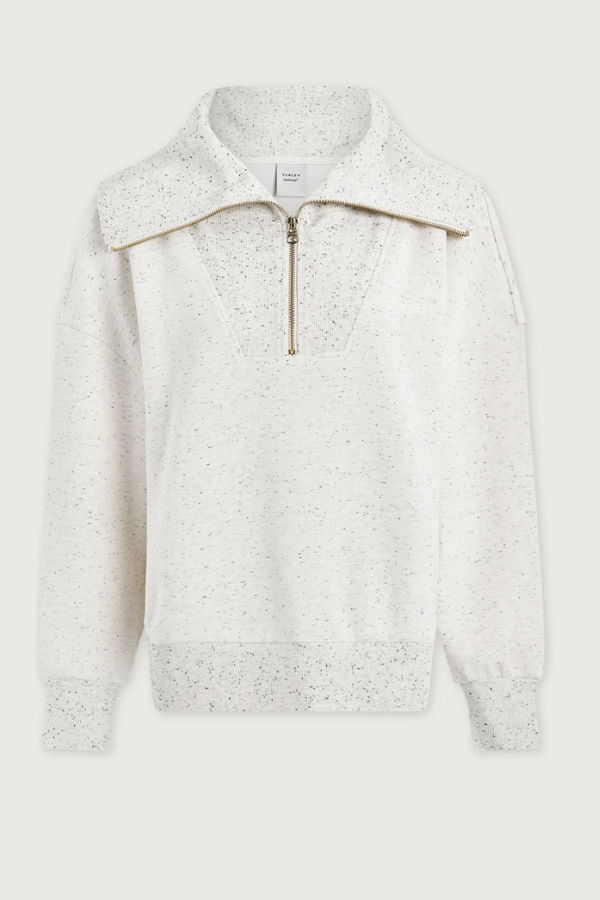 Varley Catherine Half Zip Sweatshirt - Ivory Marl Fleck