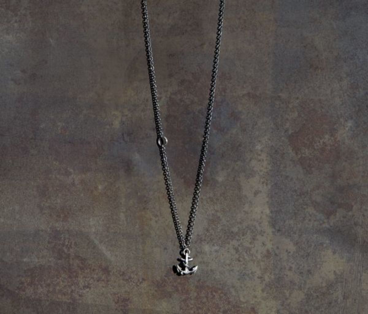 Werkstatt Munchen Mini Anchor Chain Necklace - Silver - Image 1 of 2