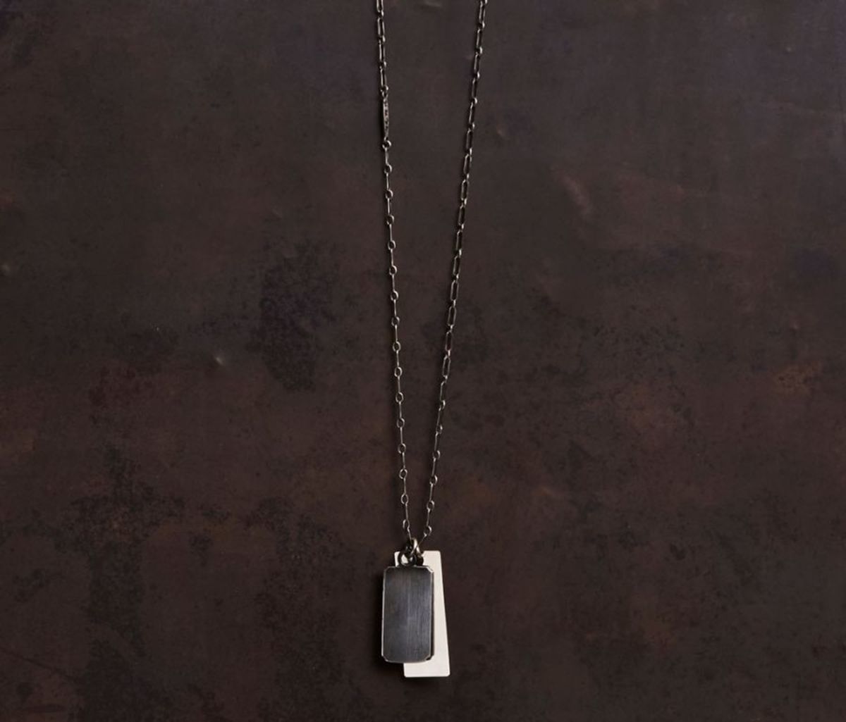 Werkstatt Munchen Two Tag Fine Chain Necklace - Silver - Image 1 of 2