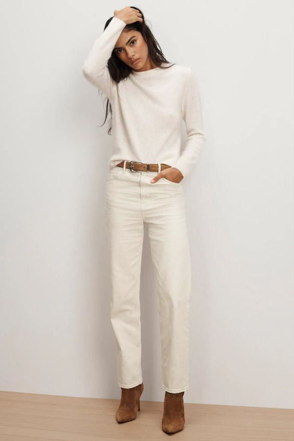 Veronica Beard Leah Straight-Leg Jeans - Ecru