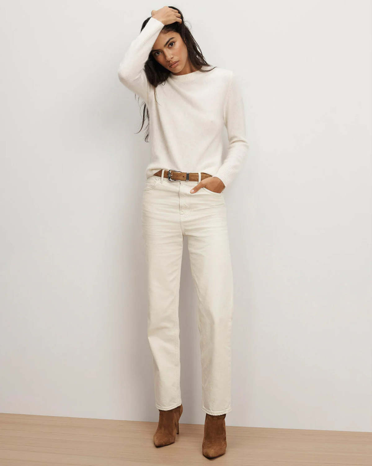 Veronica Beard Leah Straight-Leg Jeans - Ecru - Image 1 of 4
