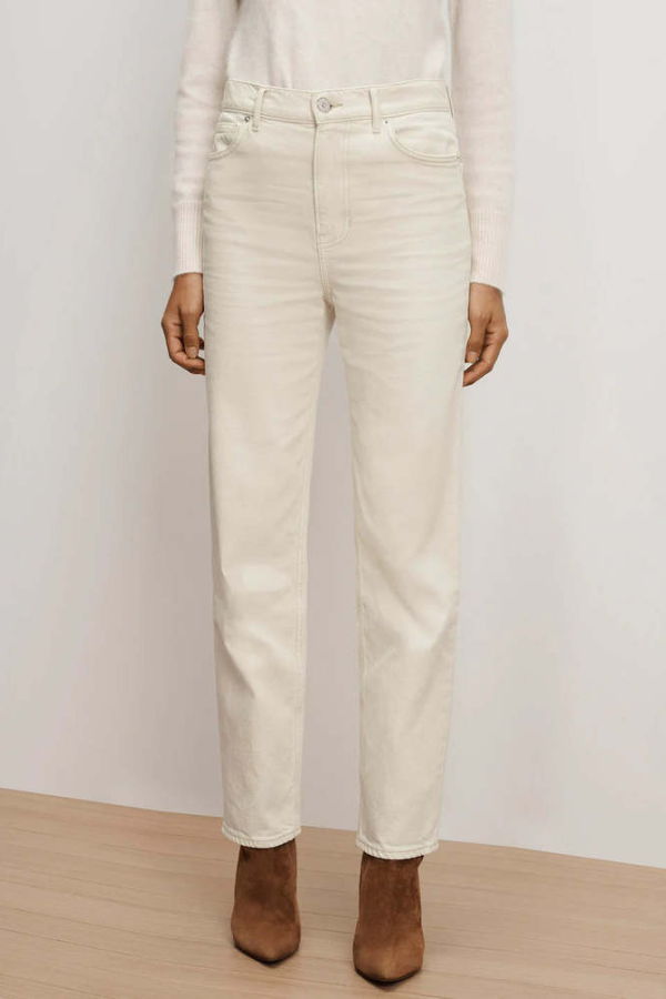 Veronica Beard Leah Straight-Leg Jeans - Ecru
