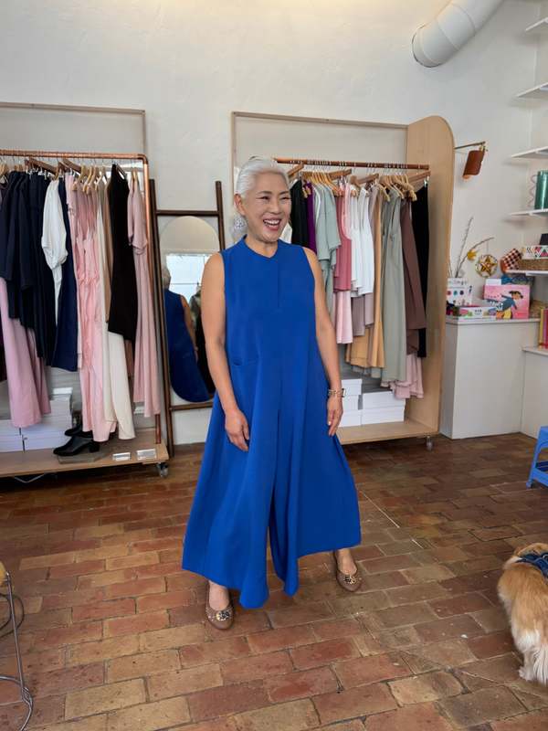 KAAREM Petal Bloom High Collar Tapered Jumpsuit