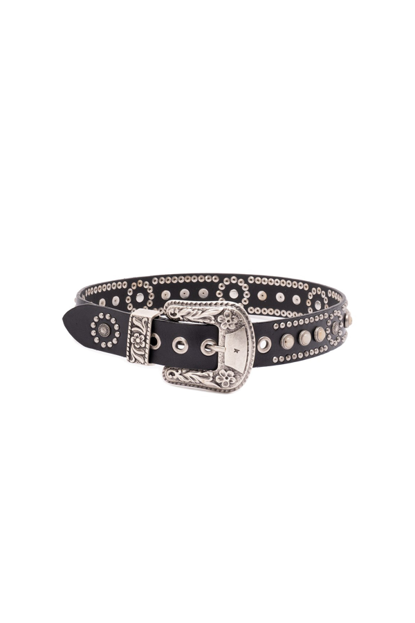 Golden Goose Lace Washed Leather Belt - Black