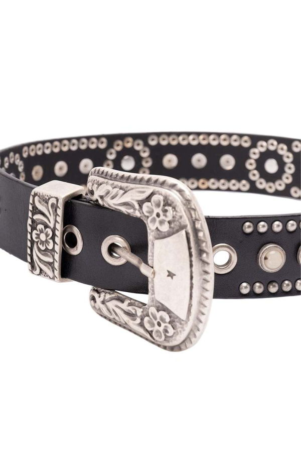 Golden Goose Lace Washed Leather Belt - Black