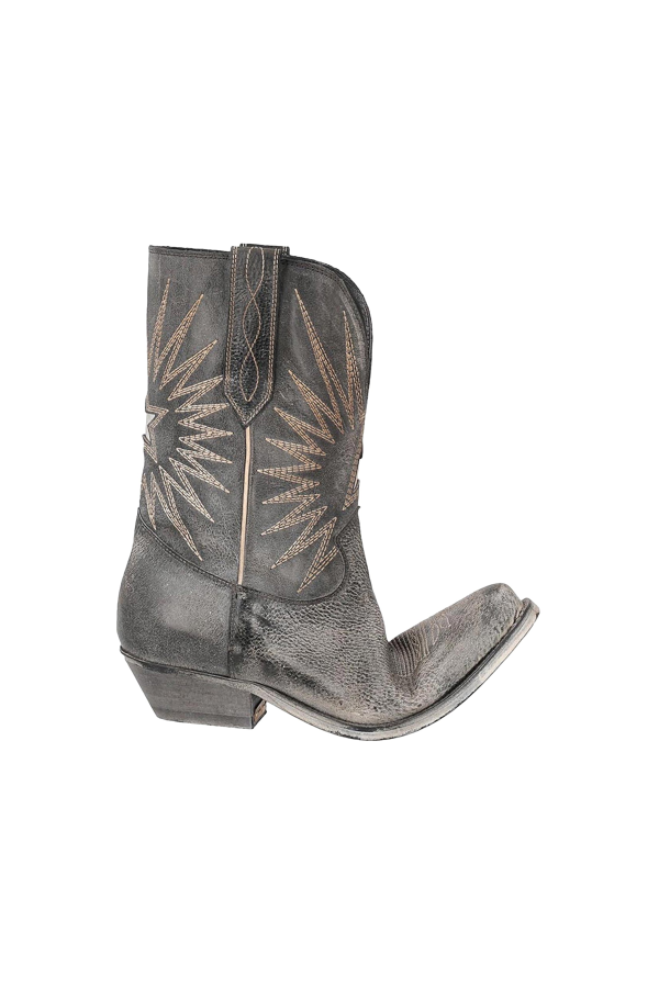 Golden Goose Low Wish Star Boots - Black/Ecru