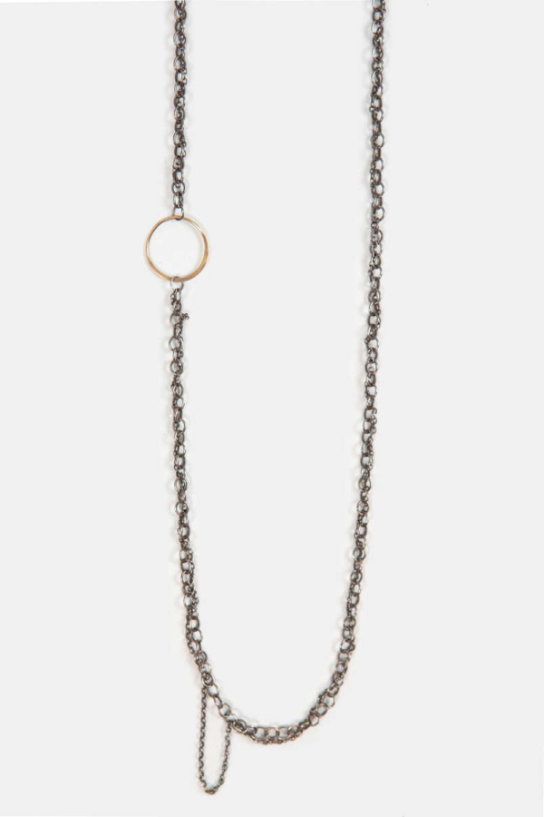 Melissa Joy Manning Chain with Ring Necklace - Silver/14K Gold