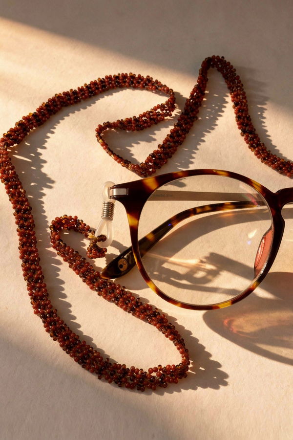 IKKIVI Brown Beaded Sunglass Chain