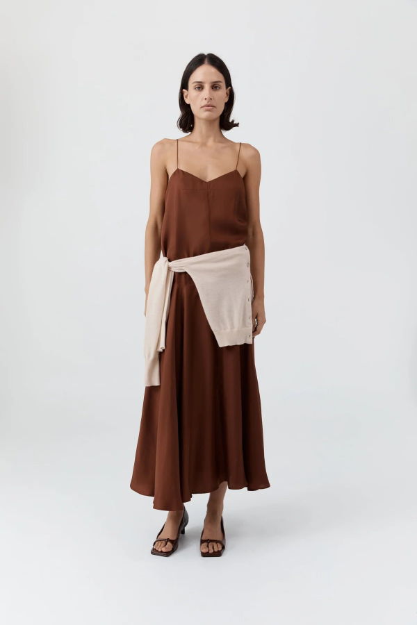 St. Agni Silk Twill Relaxed Slip Dress