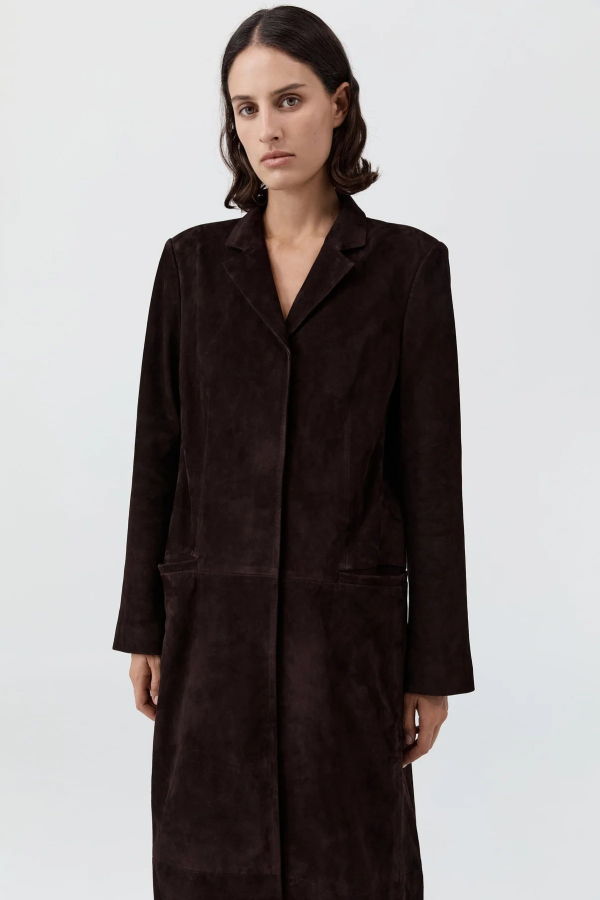 St. Agni Suede Tailored Coat