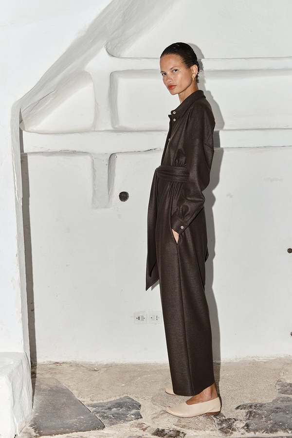 Datura Boiled Wool Ren Jumpsuit - Mocha Datura Boiled Wool Ren Jumpsuit - Mocha
