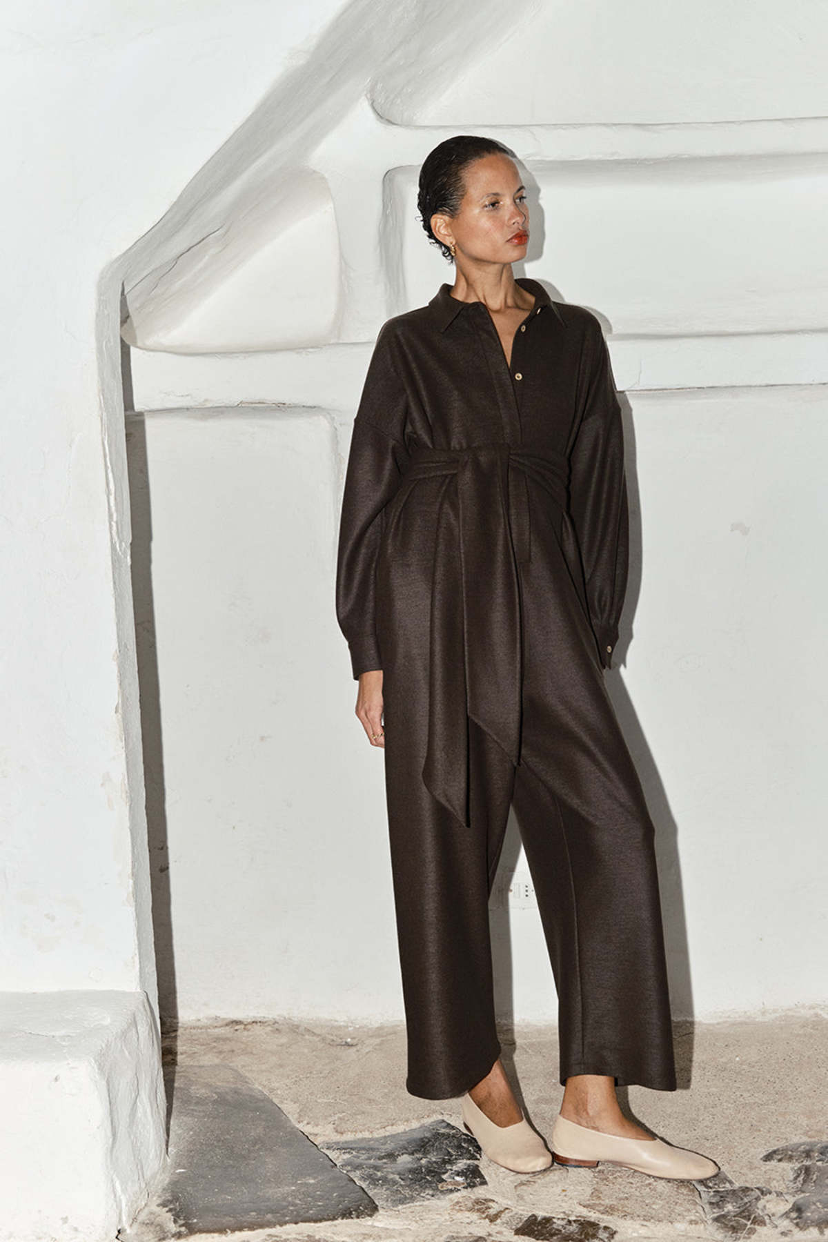 Datura Boiled Wool Ren Jumpsuit - Mocha - Image 6 of 6